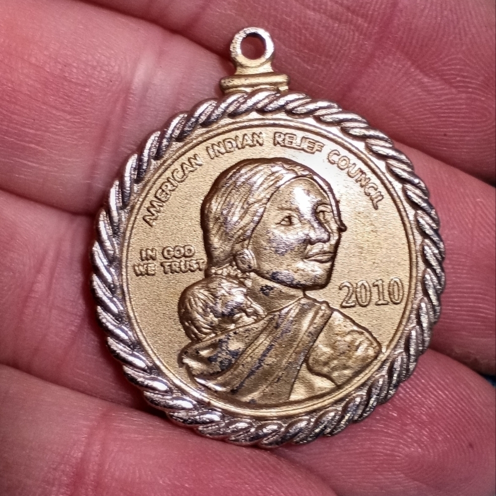 Gold and Silver Pendant Vintage American Indian Relief Council